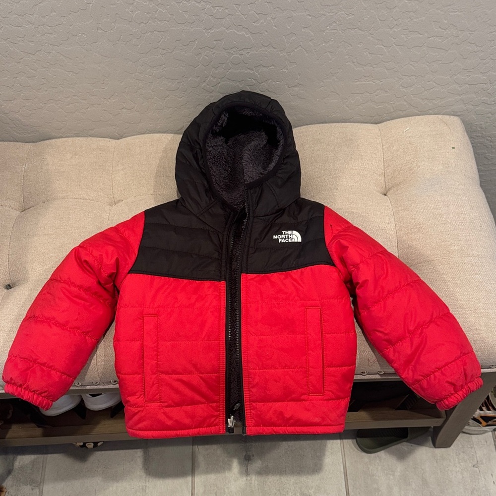 The North Face Kids' Red and Black Hooded Jacket